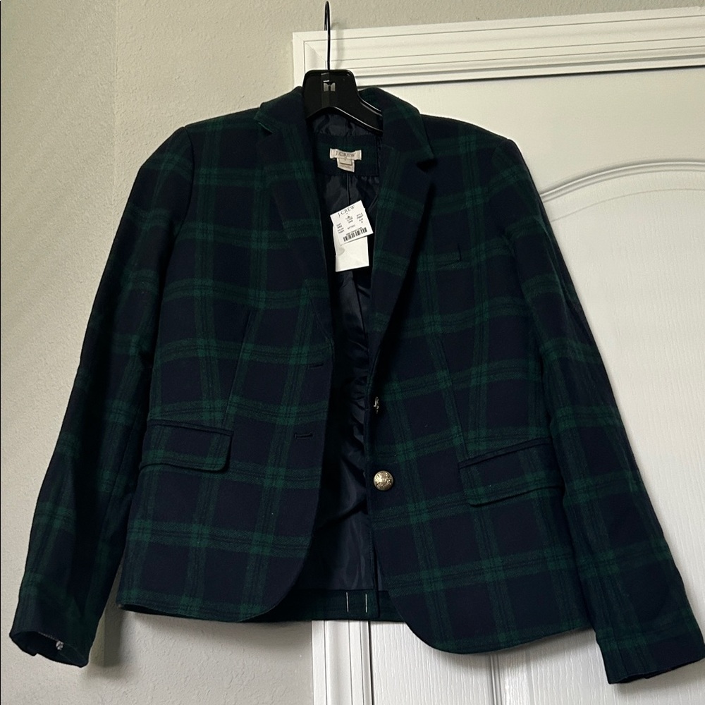 J. Crew Dark Green and Black Plaid Jacket - Picture 6 of 10